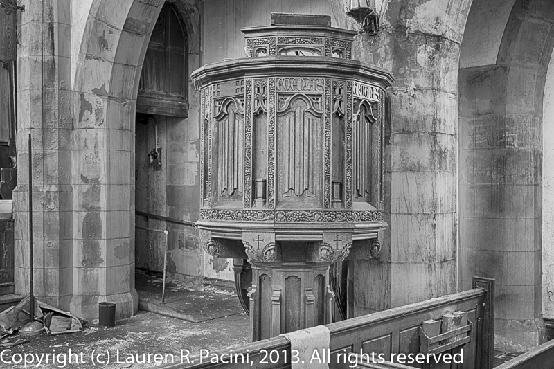 The beautifully detailed pulpit