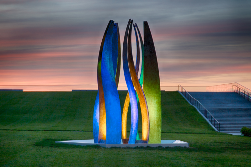 Flaming Cauldron - Steel and LED lights - July 30, 2013