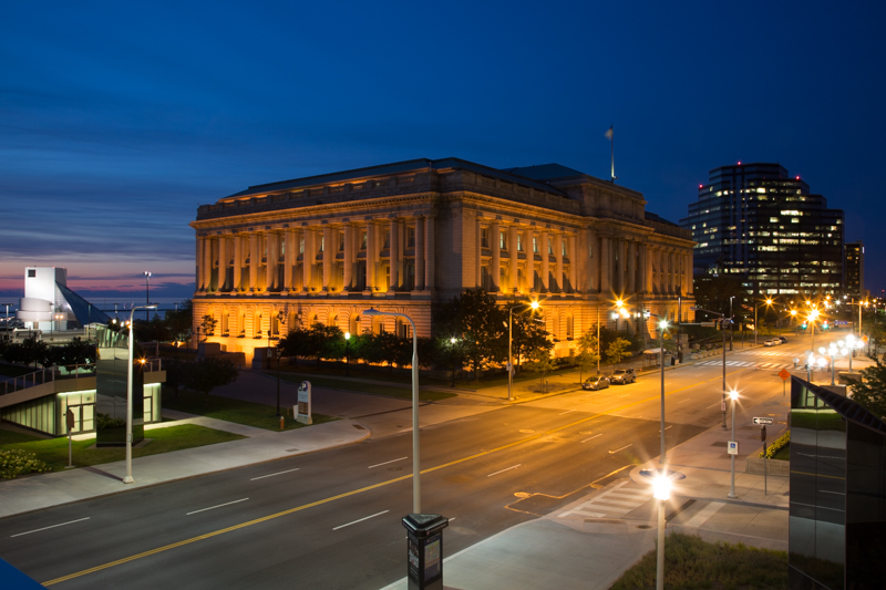 Cleveland's City Hall as Seen from the Northeast Corner of the Mall - Looking East on Lakeside Avenue