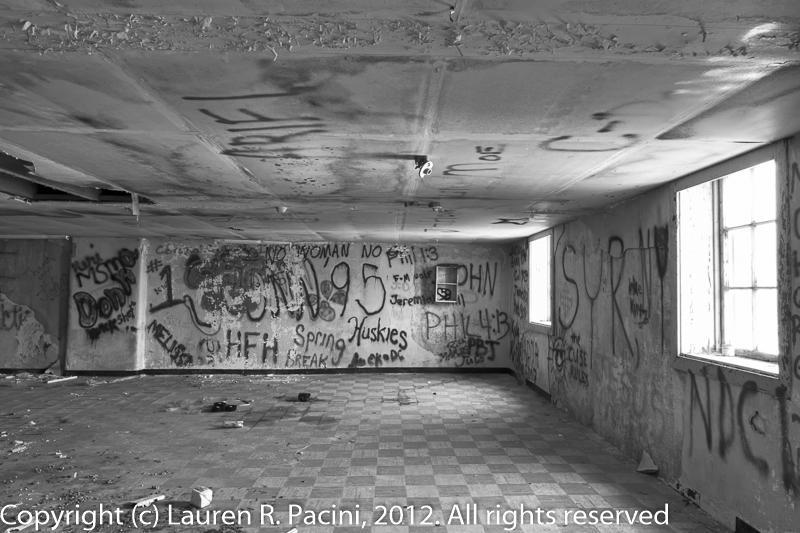 Interior View of Forest City Brewing Company - Note the Graffiti