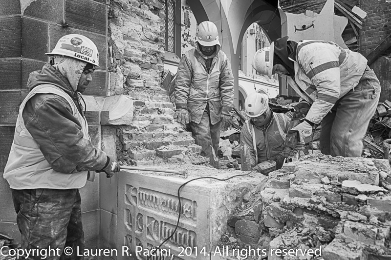 Work Slowly Continues to Remove the Cornerstone
