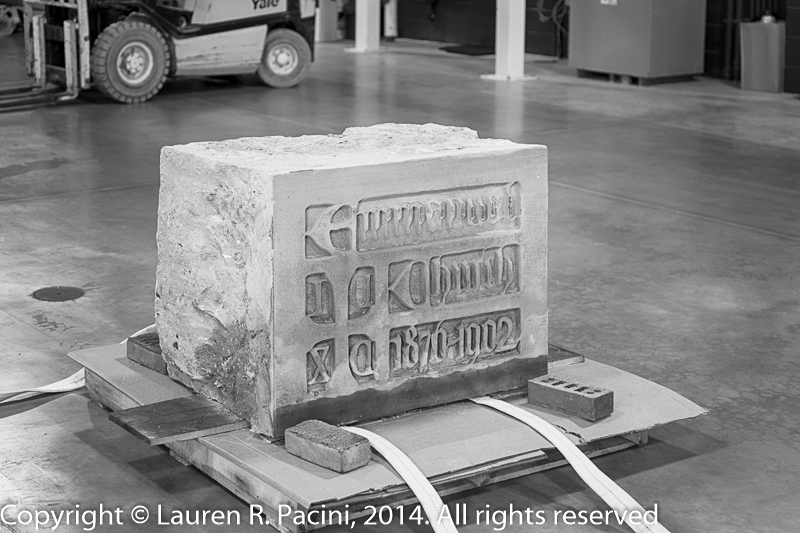The cornerstone from Emmanuel Episcopal Church (The Church of the Transfiguration)