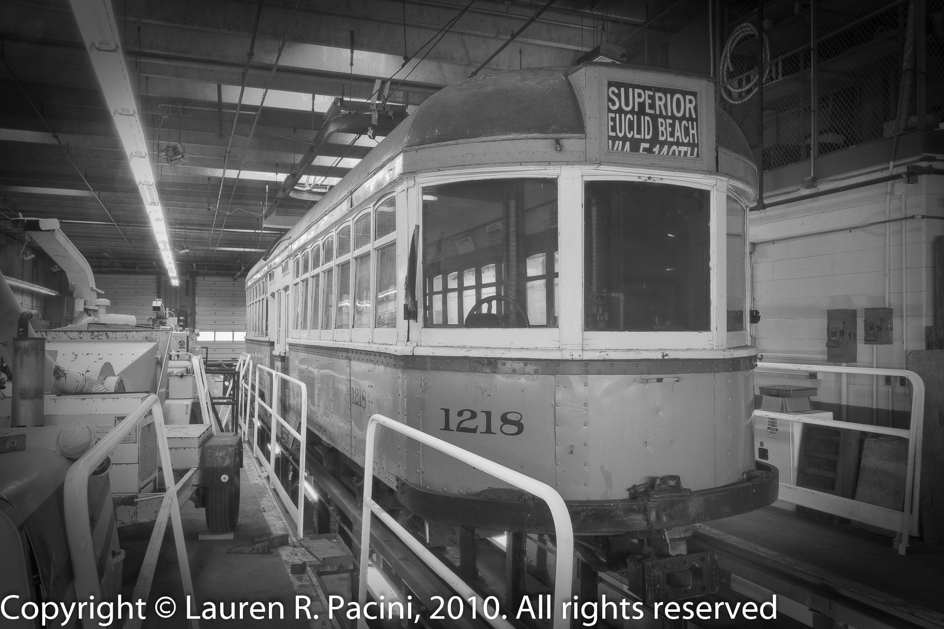 Front View of Car 1218 in RTA's Brookpark Shop