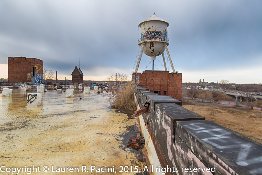 On the roof of the former warehouse
