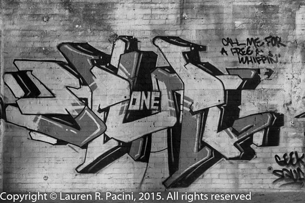 Graffiti inside Leisy Brewery 1917 building.