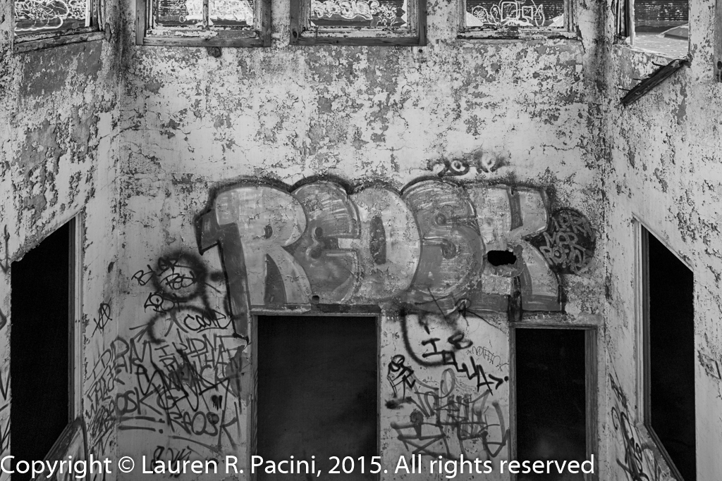 Graffiti inside light shaft.