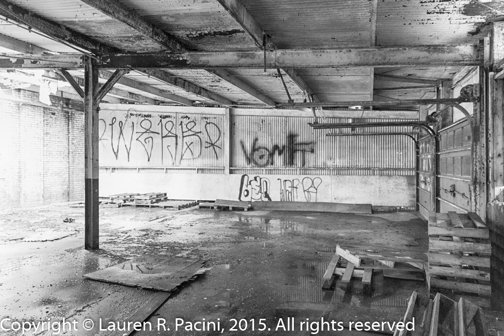 Inside the Leisy Brewery loading dock 1917 building.